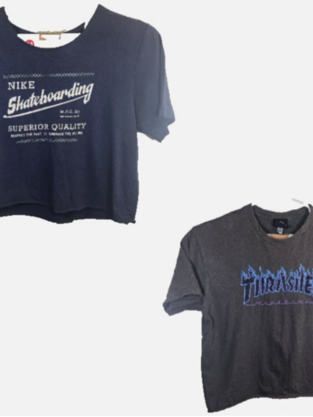 Thrasher & Nike Skateboarding T-Shirts Size L Womens Cropped Tops